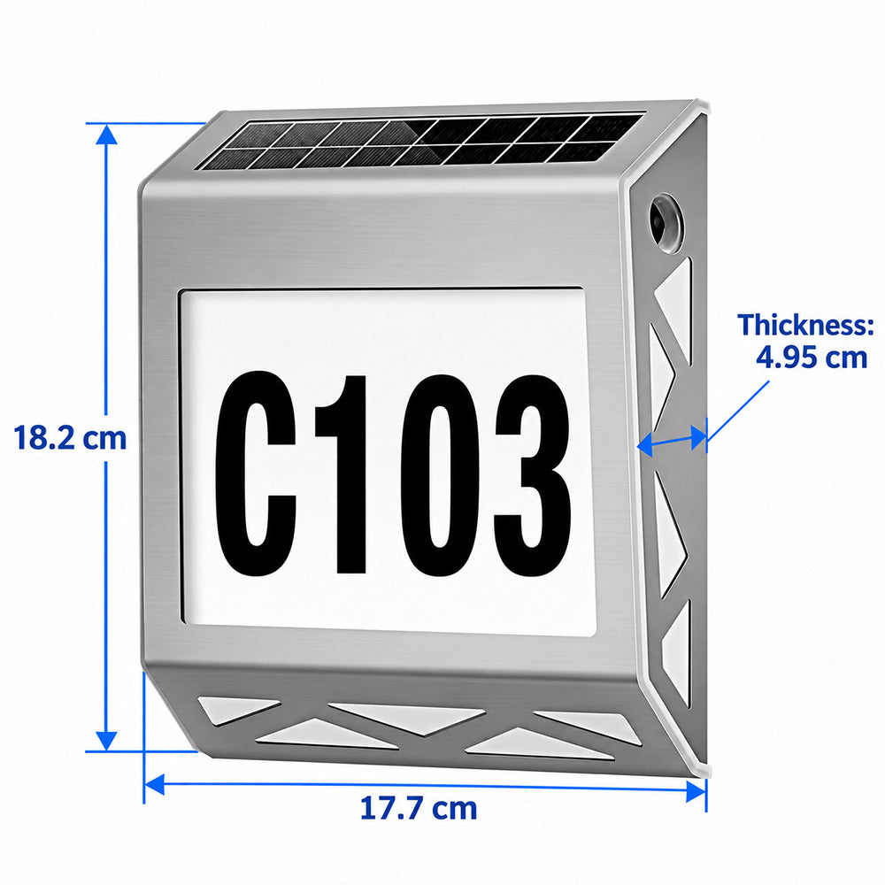 YH1101 Solar LED Address Sign Waterproof Plate Wall Lamp House Number Light