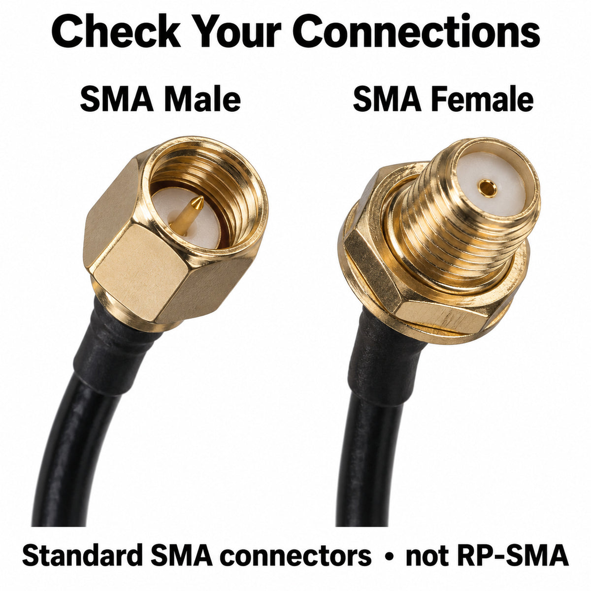5m RG174 SMA Male to Female Coaxial RF Extension Cable Antenna Lead Black