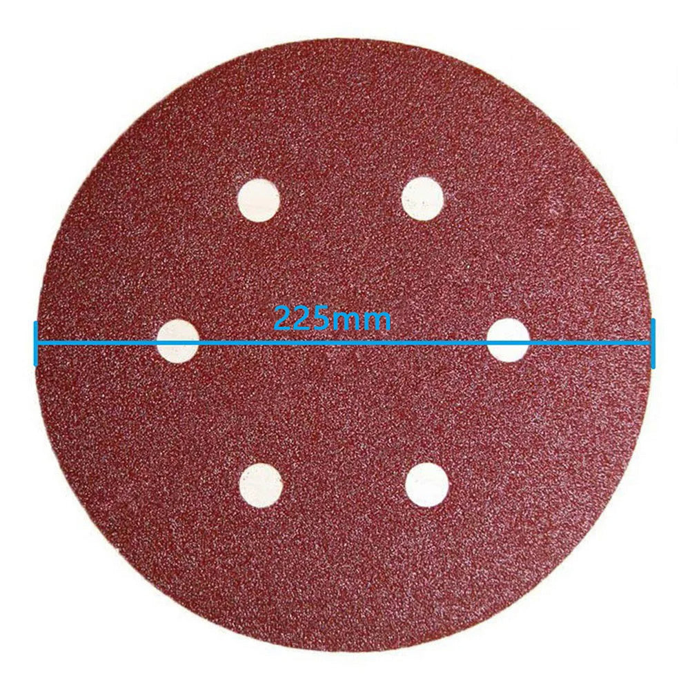 10 Pcs 9 inch Sandpaper 225mm 6 Hole Disc Polishing Tool