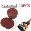 10 Pcs 9 inch Sandpaper 225mm 6 Hole Disc Polishing Tool