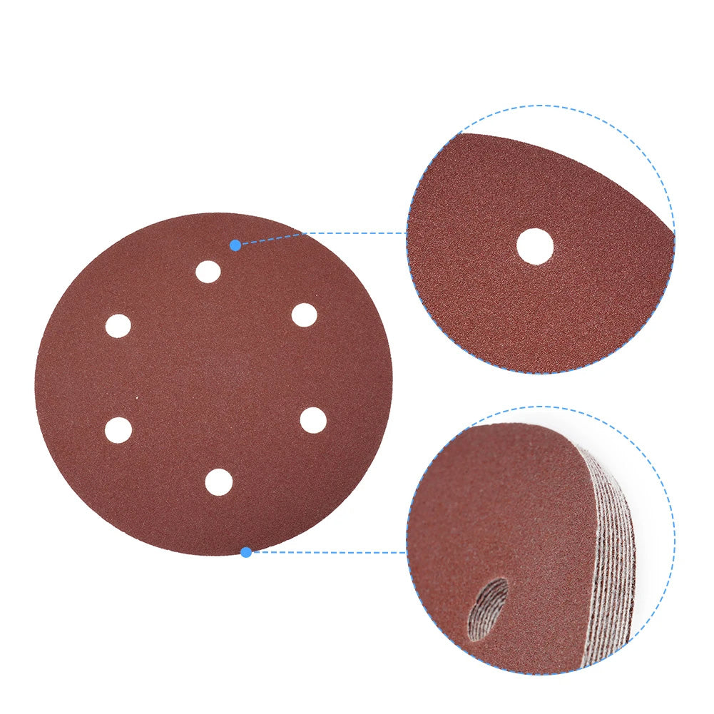 10 Pcs 9 inch Sandpaper 225mm 6 Hole Disc Polishing Tool