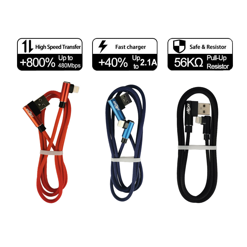 USB Double Elbow Cotton Linen Charger Cable For iphone ipad