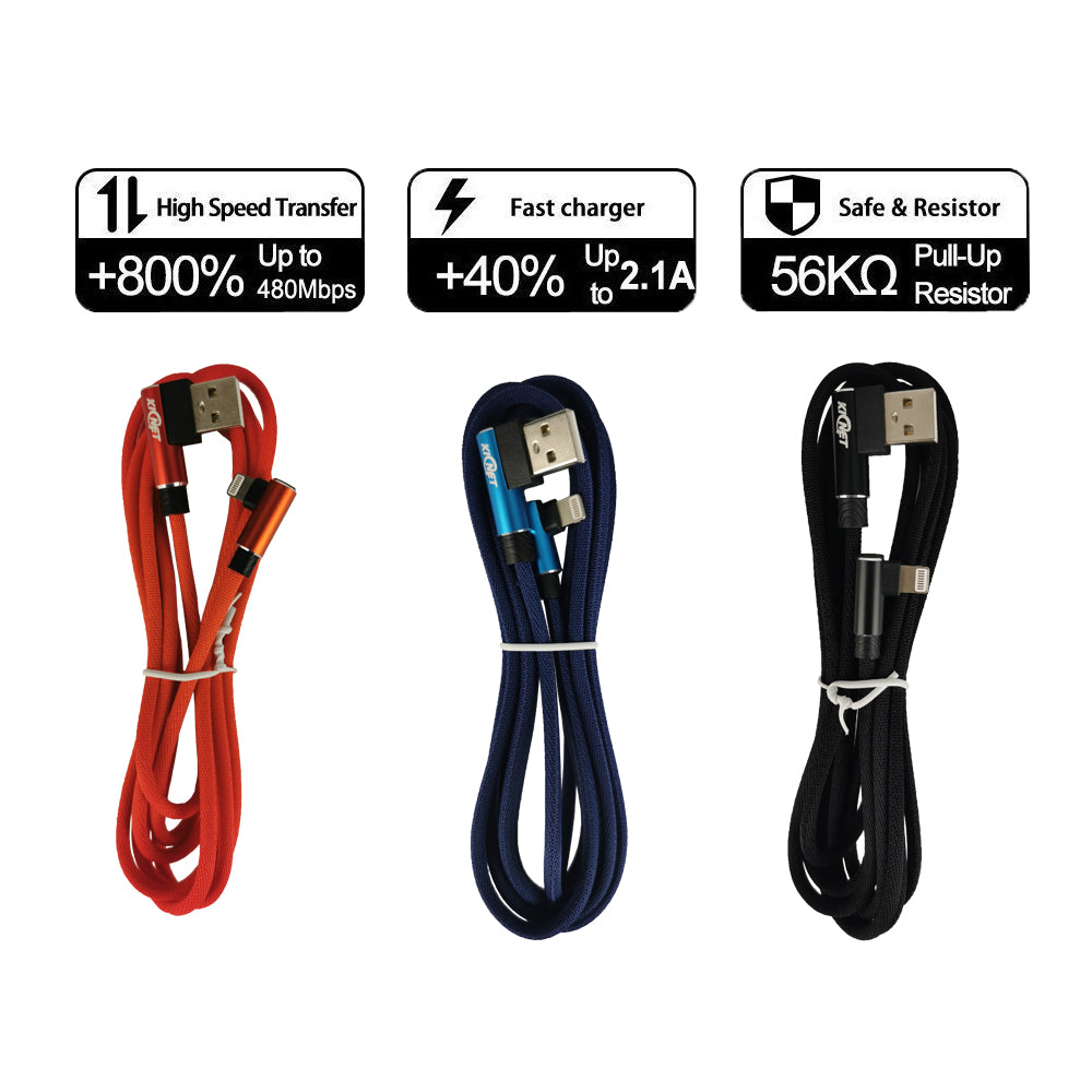 USB Double Elbow Cotton Linen Charger Cable For iphone ipad