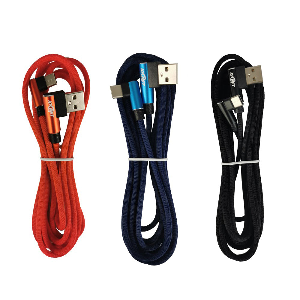 Type-C to USB Double Elbow Cotton Linen Charger Cable