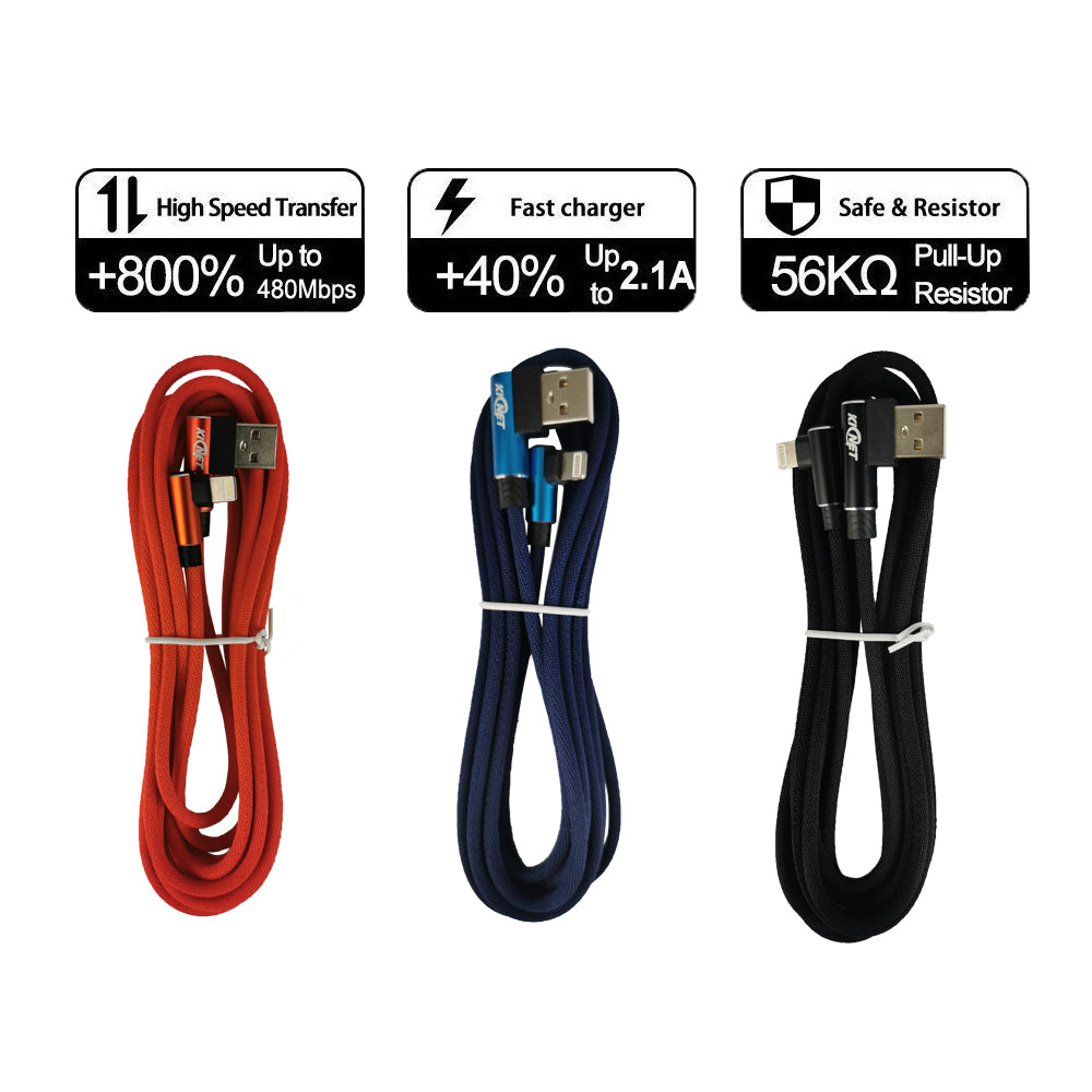 USB Double Elbow Cotton Linen Charger Cable For iphone ipad