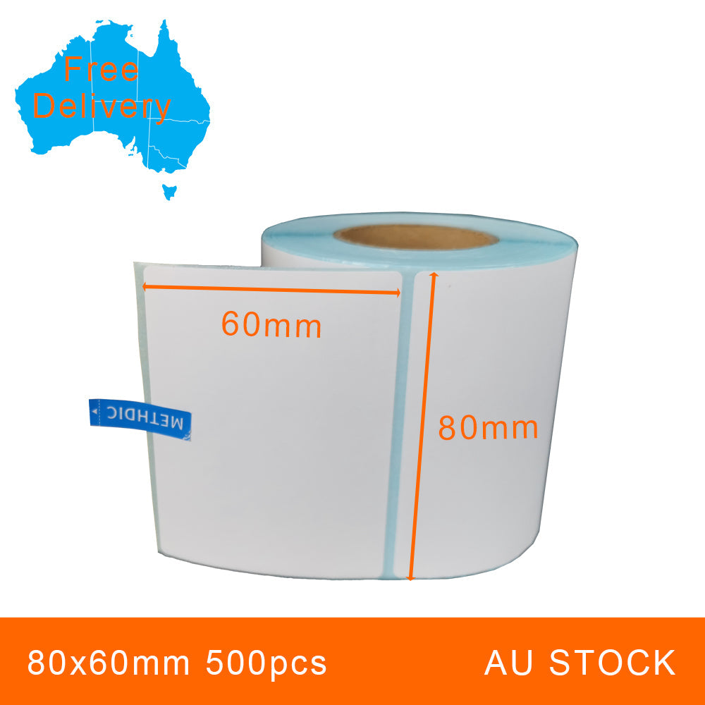 1 Roll 80x60mm 500pcs High Quality Direct Thermal Labels