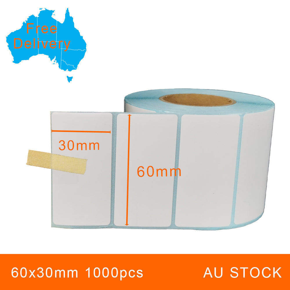 2 Rolls 60x30mm 1000pcs High Quality Direct Thermal Labels