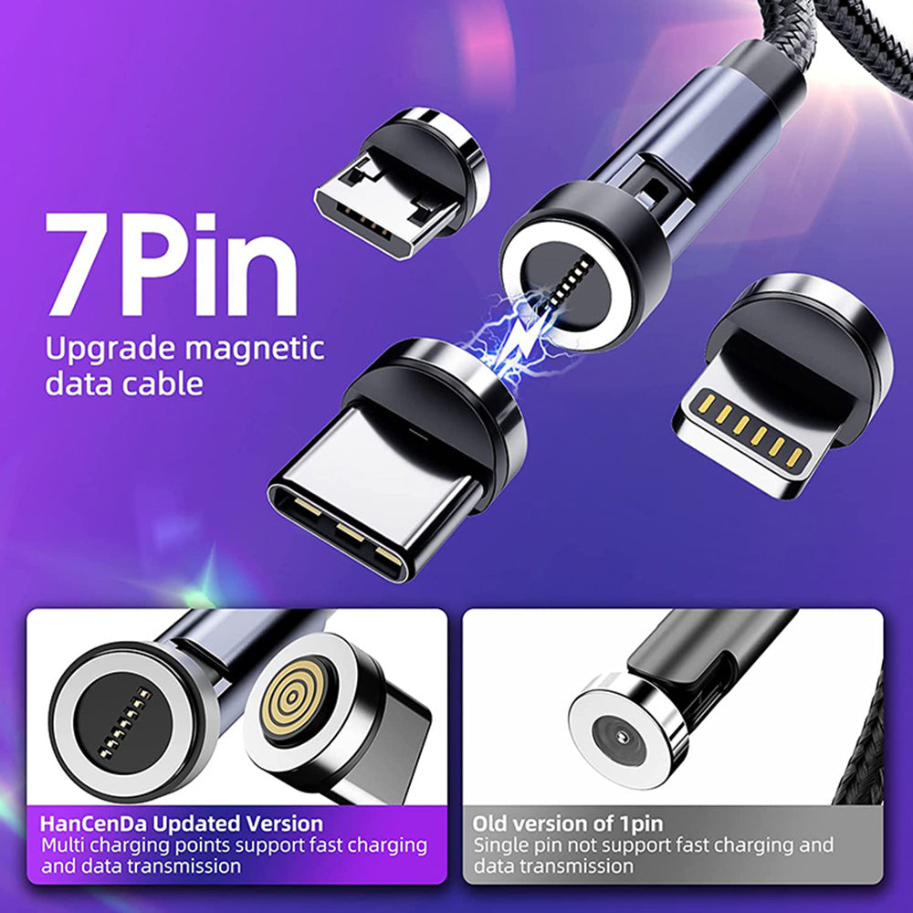 540 Rotate Magnetic Cable 3A Fast Charging USBA TYPE-C TO TYPE-C MICRO IP