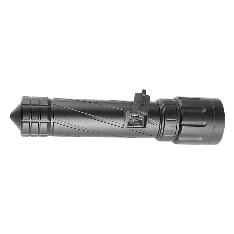 Multifunctional  Flashlight Telescopic Type-C Reversible Charging Zoom LED Torch with Broken Window Emergency Life Hammer