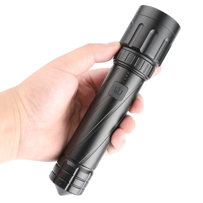 Multifunctional Flashlight Telescopic Type-C Reversible Charging Zoom LED Torch with Broken Window Emergency Life Hammer
