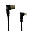 USB Double Elbow Cotton Linen Black Charging Cable For iphone ipad