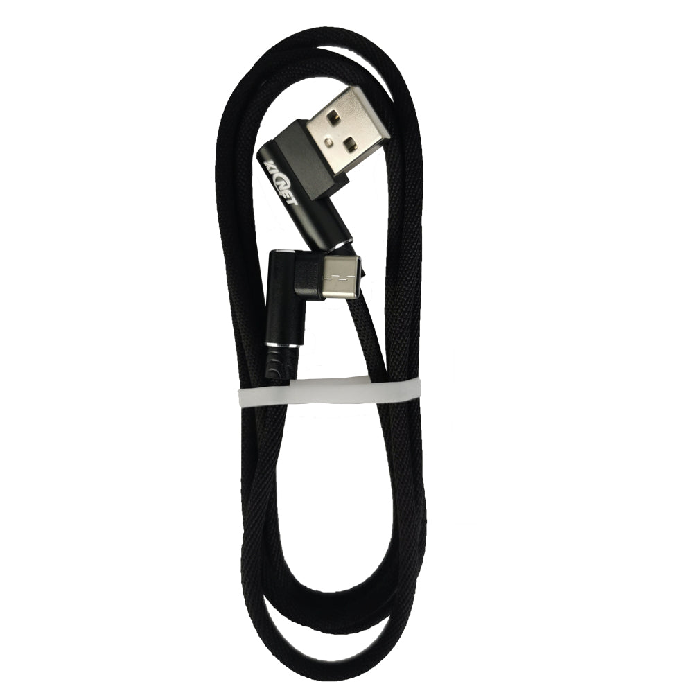 Type-C Double Elbow Cotton Linen Black Charging Cable