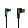 Type-C Double Elbow Cotton Linen Blue Charging Cable