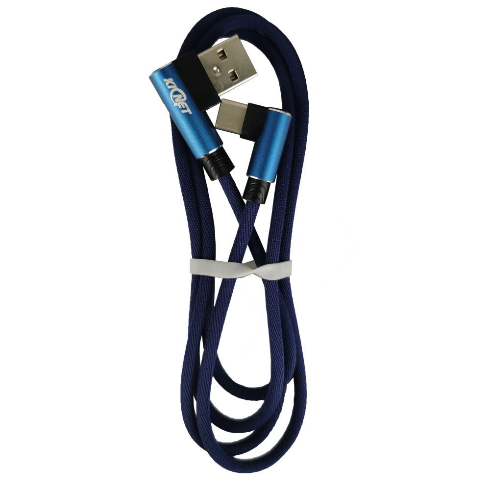 Type-C to USB Double Elbow Cotton Linen Charger Cable