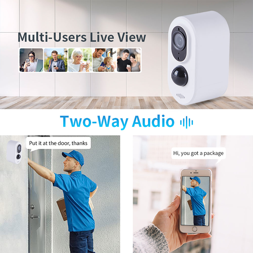 D1 Wifi Wireless Batteries Voice Intercom IP66 Infrared Night Vision 64G Low Power  IP Camera