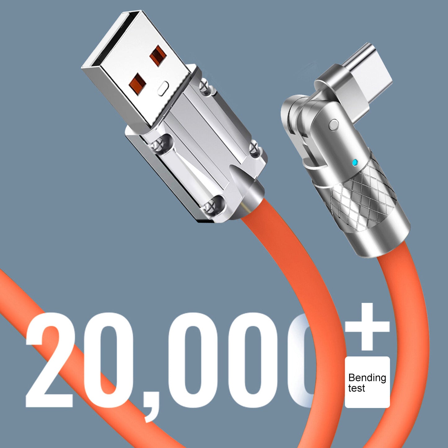 Zinc Alloy Silicone Charge Cable 180 Degrees Rotating 120W 6A 1m 2m