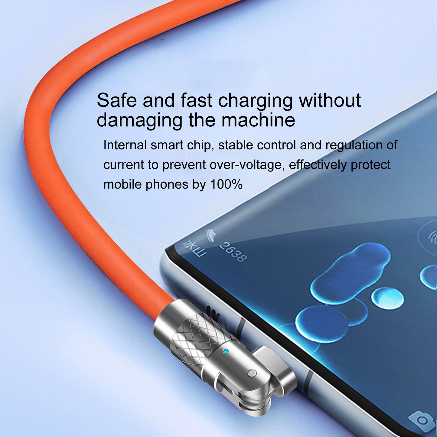 Zinc Alloy Silicone Charge Cable 180 Degrees Rotating 120W 6A 1m 2m