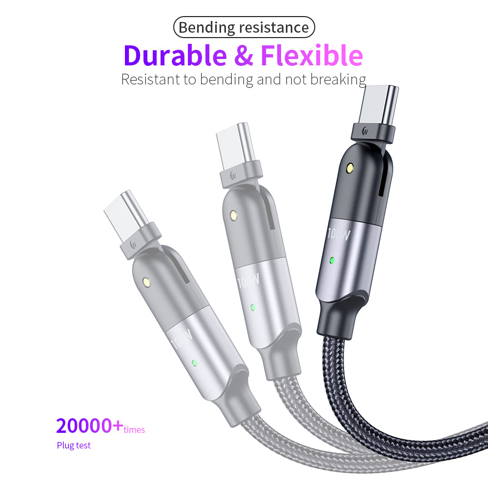 Rotating Elbow Type-C to Type-C 100W 1.2m Mobile Phone Charger Cable