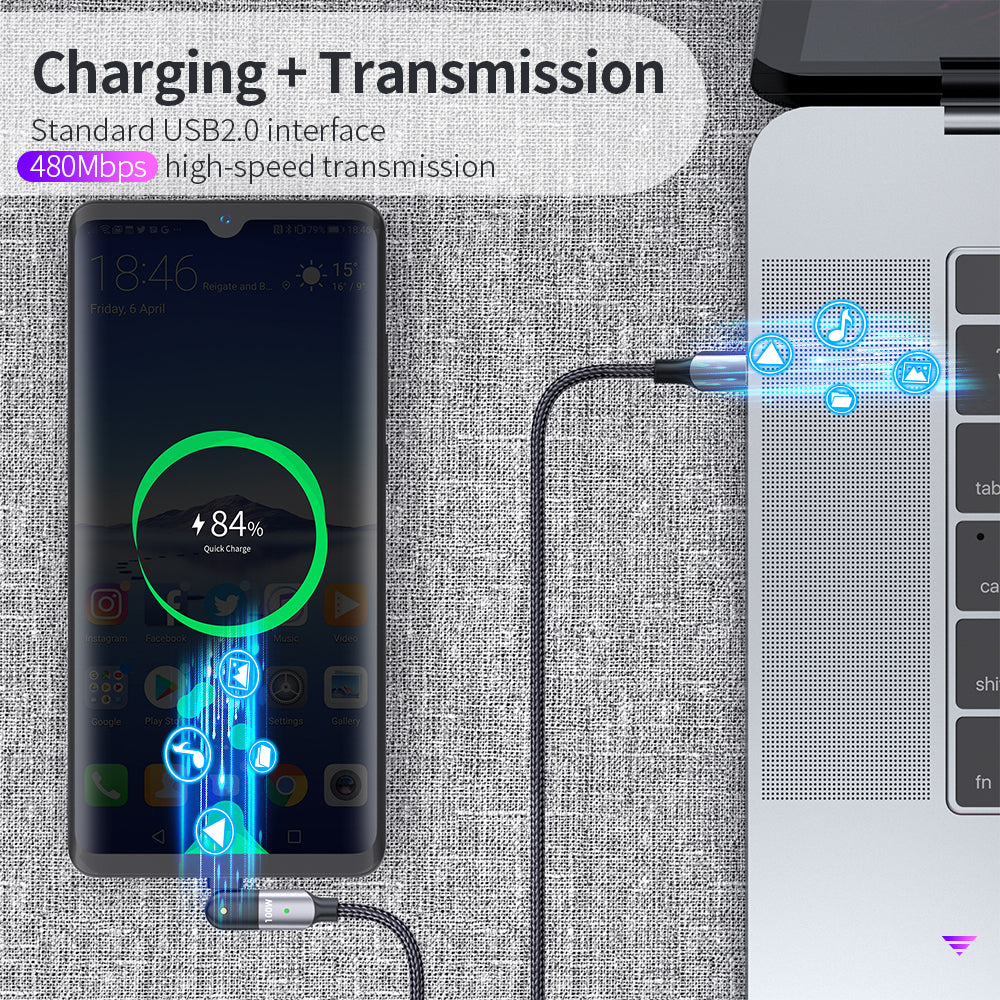 Rotating Elbow Type-C to Type-C 100W 1.2m Mobile Phone Charger Cable