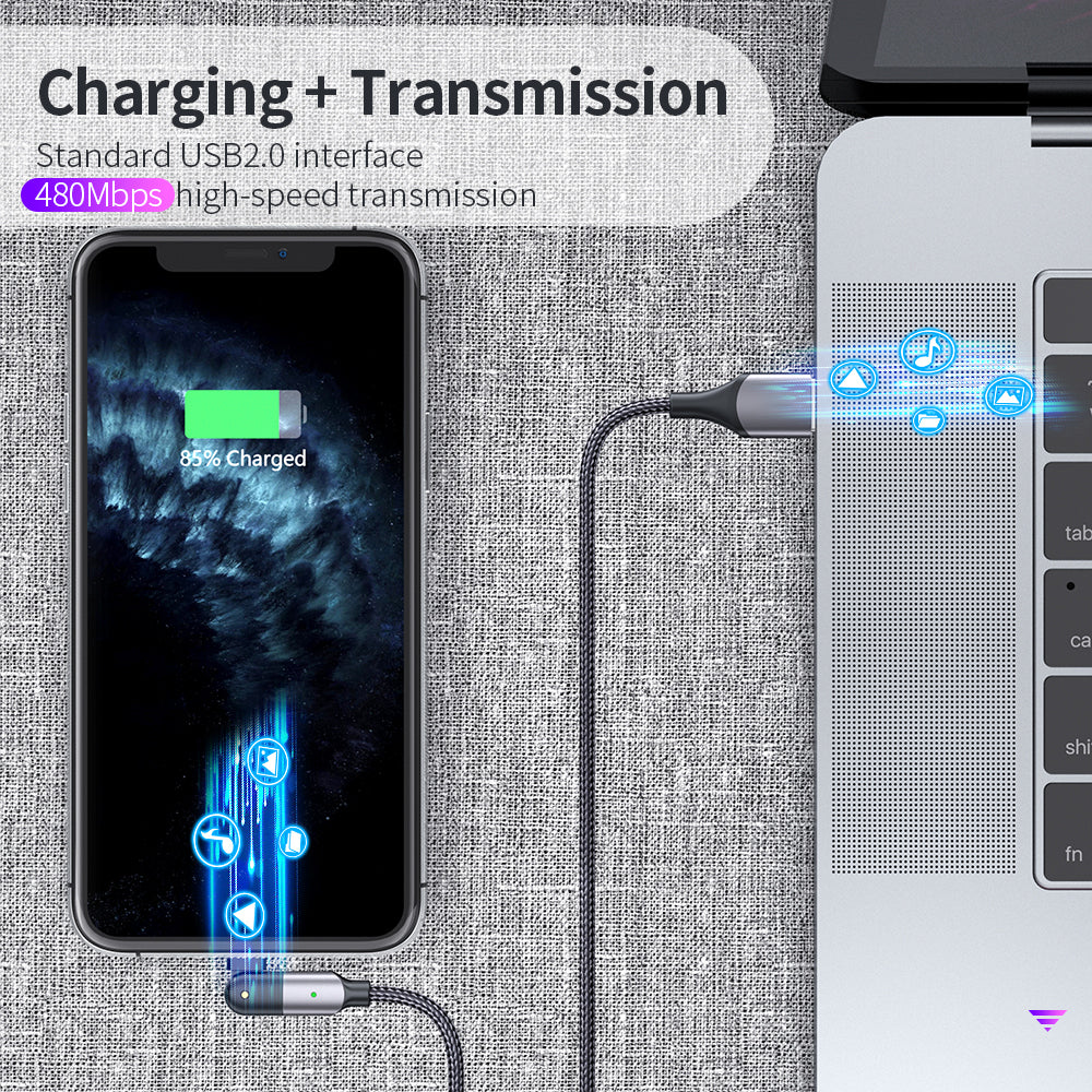 Rotating Elbow Type-C to Lightning 18W 1.2m Mobile Phone Charger Cable