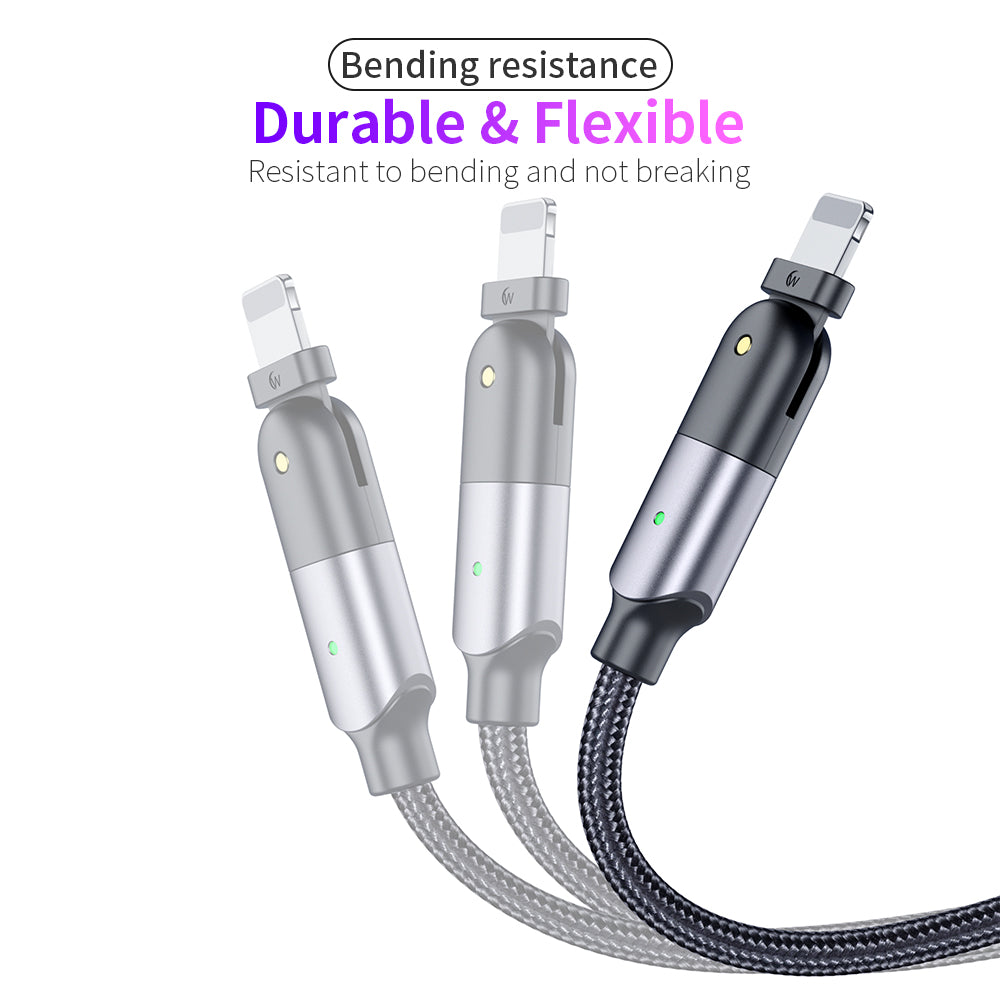 Rotating Elbow Type-C to Lightning 18W 1.2m Mobile Phone Charger Cable