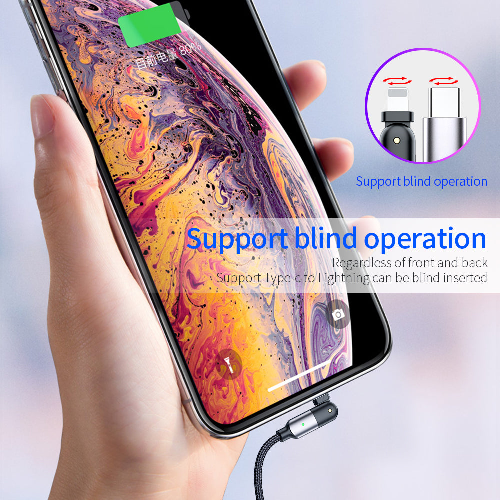 Rotating Elbow Type-C to Lightning 18W 1.2m Mobile Phone Charger Cable