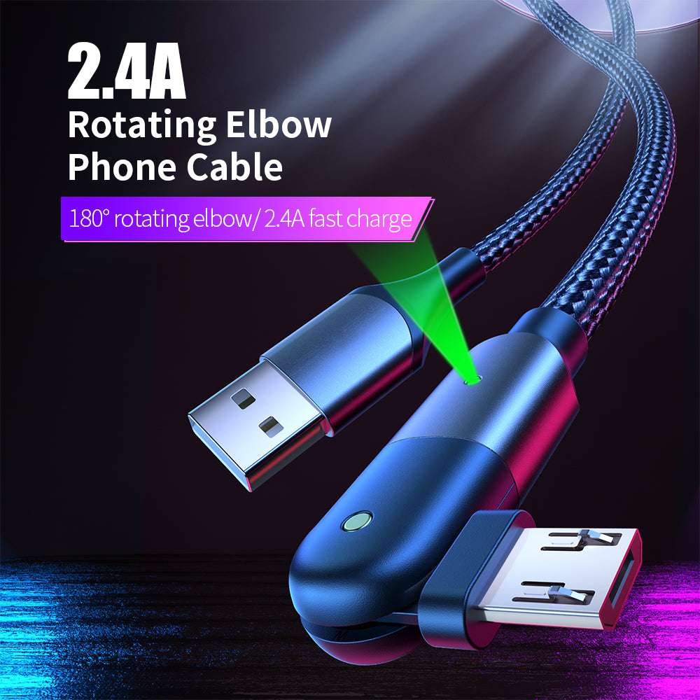 Rotating Elbow USB to Micro USB 1.2m Mobile Phone Charger Cable