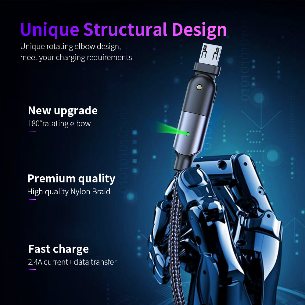 Rotating Elbow USB to Micro USB 1.2m Mobile Phone Charger Cable