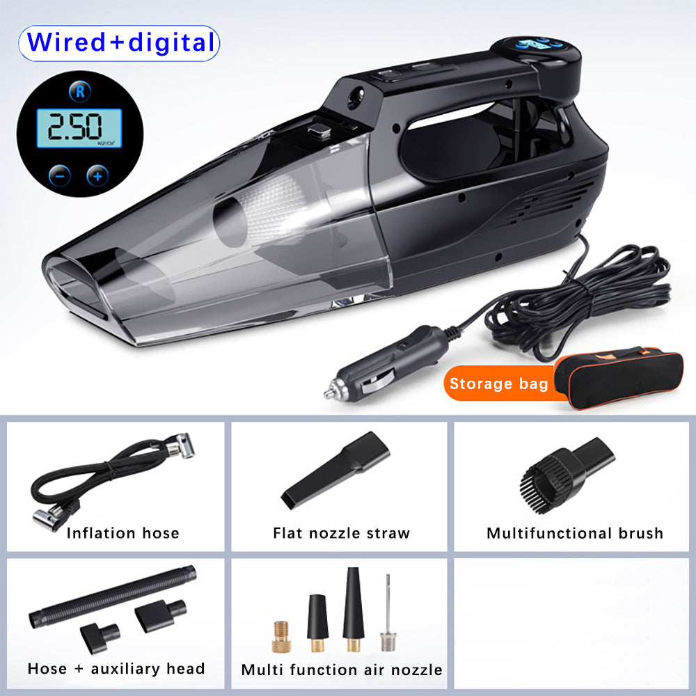 4 in 1 Car Vacuum Cleaner Powerful Vaccuming Tire Air Lighting Monitor Tire Pressure