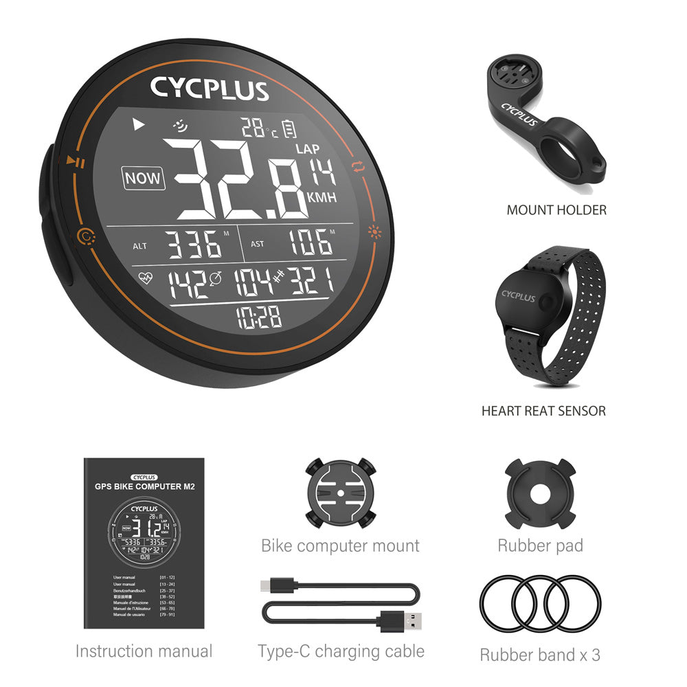CYCPLUS M2 Cycling Bike Accessories GPS Bicycle Computer Wireless ANT+ Bluetooth Waterproof Speedometer for Garmin Wahoo XOSS