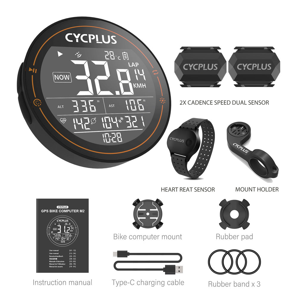 CYCPLUS M2 Cycling Bike Accessories GPS Bicycle Computer Wireless ANT+ Bluetooth Waterproof Speedometer for Garmin Wahoo XOSS