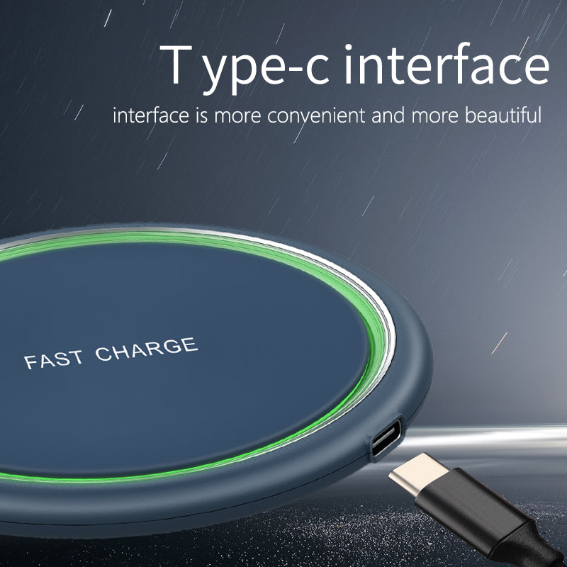 Ultra Slim Round15W Fast Charging Wireless Charger Pad  For Iphone 8 & Above, Samsung S10, Note10 & Android Support Qi-Enable Device