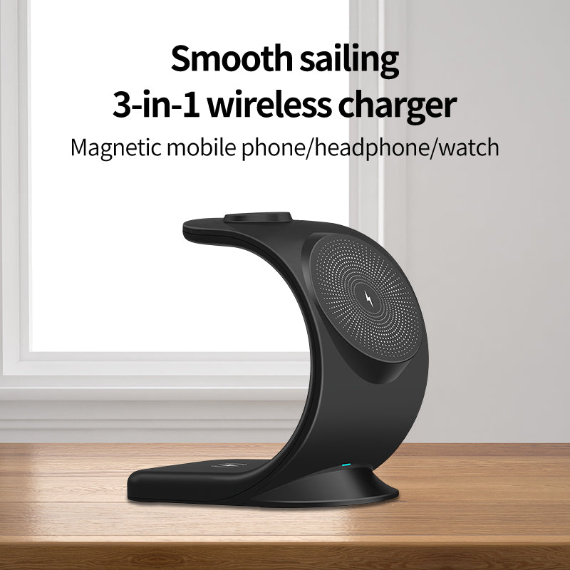 OJD-83 3 in 1 15W Magnetic Wireless Charger Desktop Charging Stand for iPhone Apple Watch AirPod