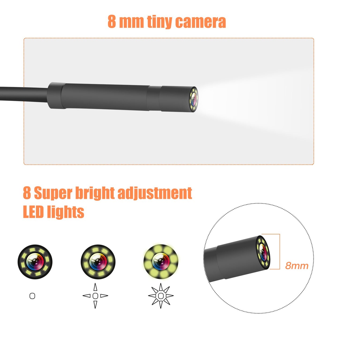P40 8mm Single Lens Industrial Endoscope 1080P HD 4.3 LCD With 10m Hard Wire