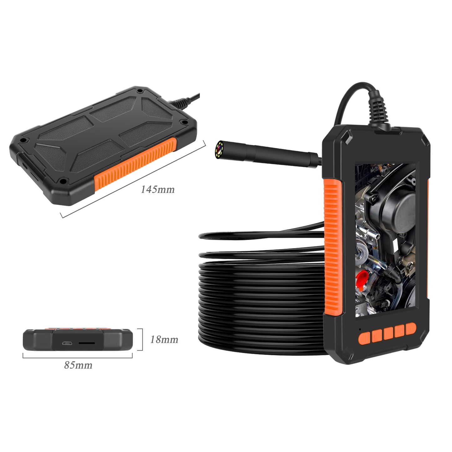 P40 8mm Single Lens Industrial Endoscope 1080P HD 4.3 LCD With 10m Hard Wire