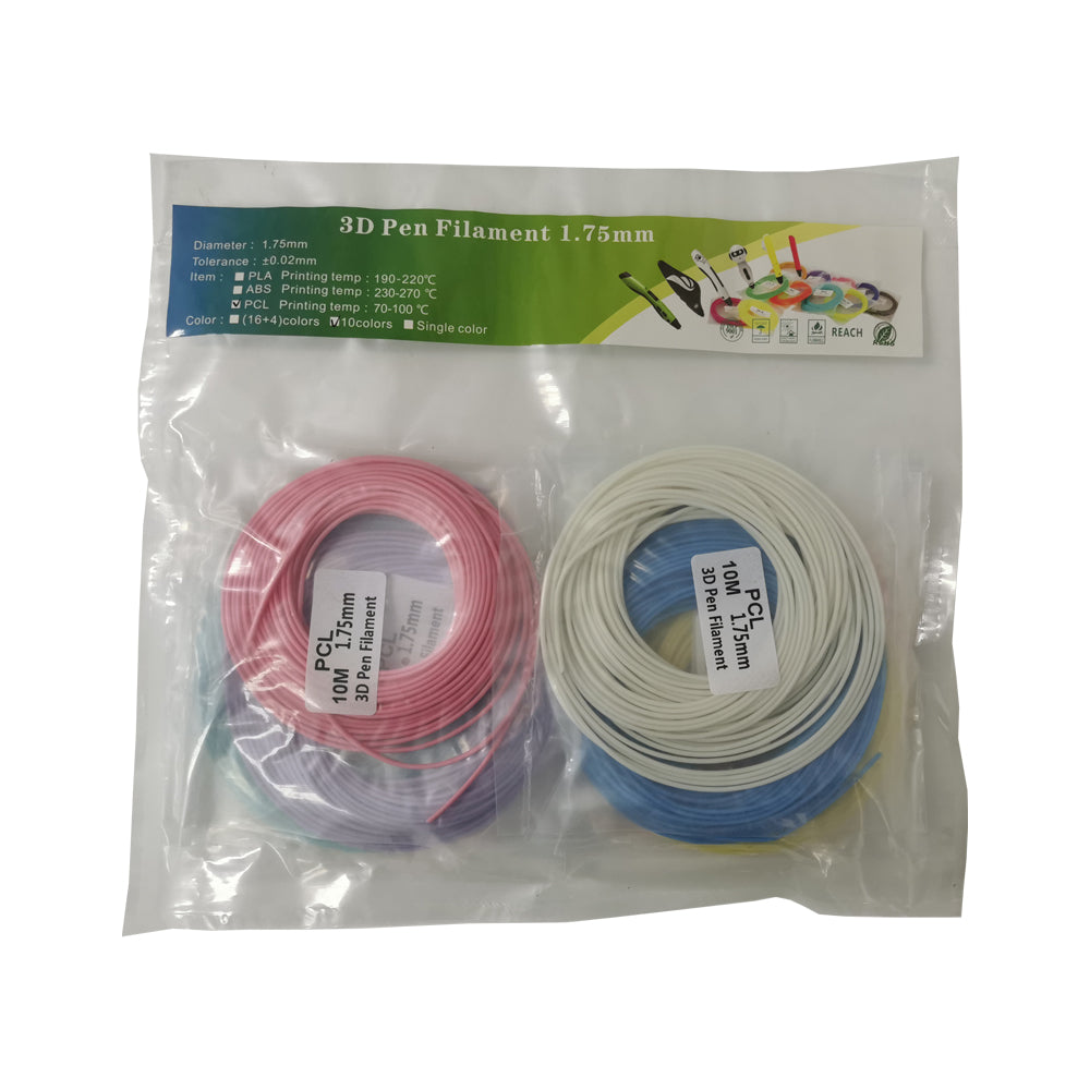 3D Printing Pen PCL 1.75mm Filaments 10 Colors x 10 Meters for Kids