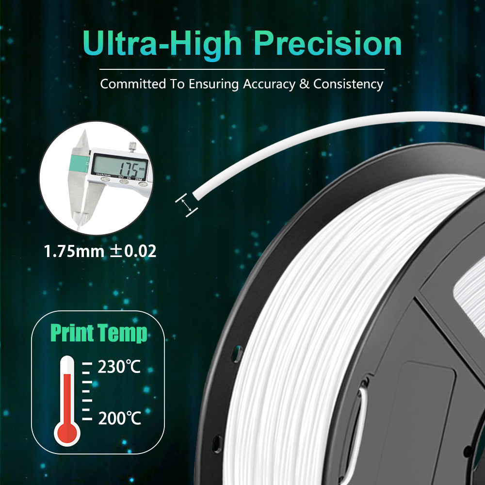 PLA 3D Filament 1.75mm White 1KG/Roll