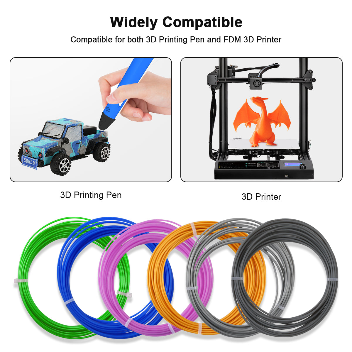 3D Printing Pen PLA 1.75mm Filaments 20 Colors
