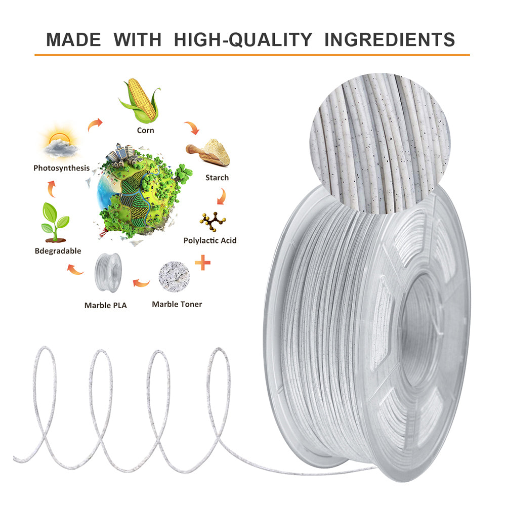 PLA 3D Filament 1.75mm Marble 1KG/Roll