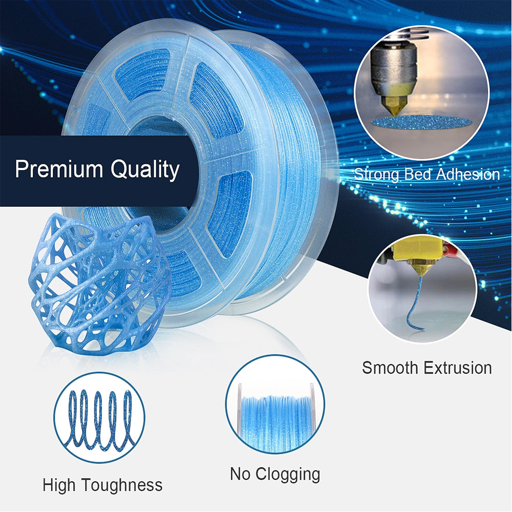 PLA 3D Filament 1.75mm Twinkling Blue 1KG/Roll