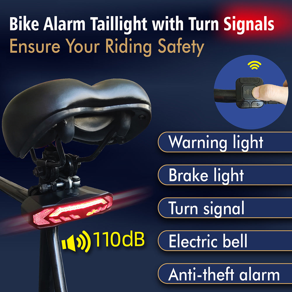 SF31 Smart Bike AlarmTailight with Warning light/Brake light/Turn signal/Electric bell/Anti-theft alarm