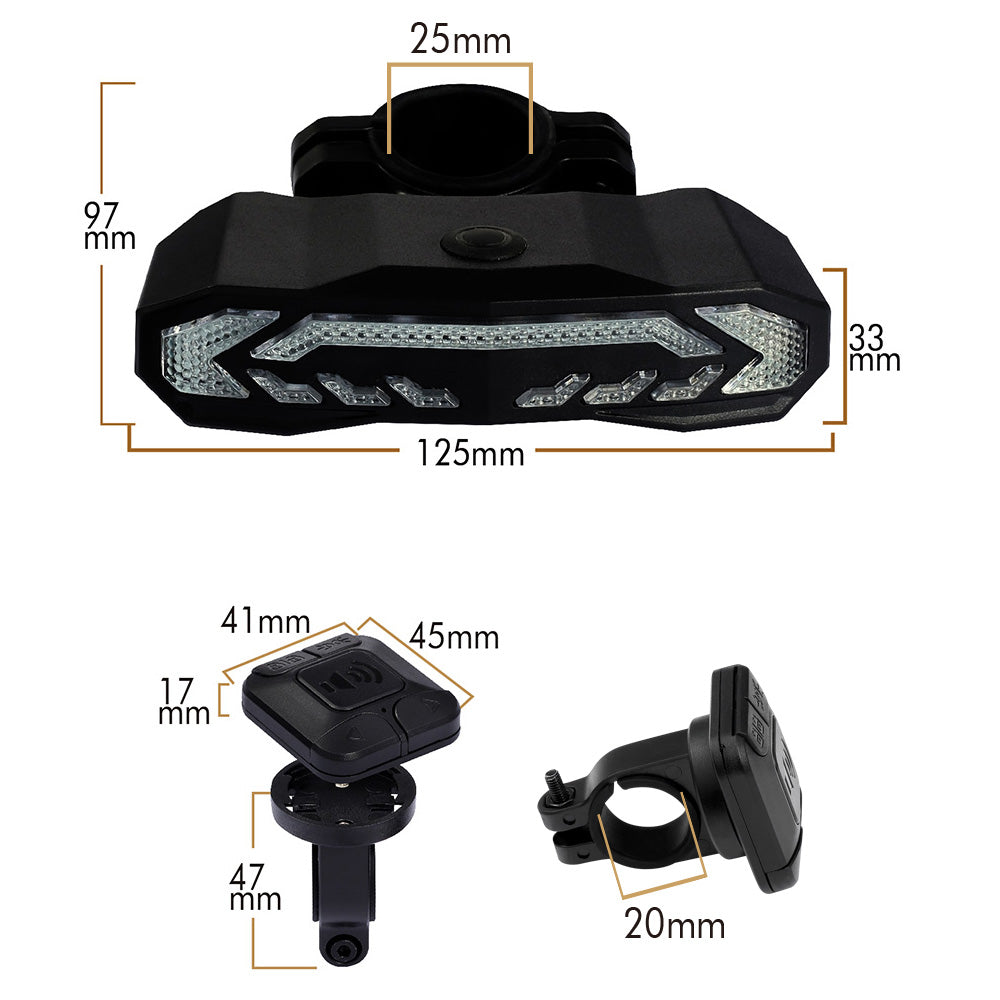 SF31 Smart Bike AlarmTailight with Warning light/Brake light/Turn signal/Electric bell/Anti-theft alarm