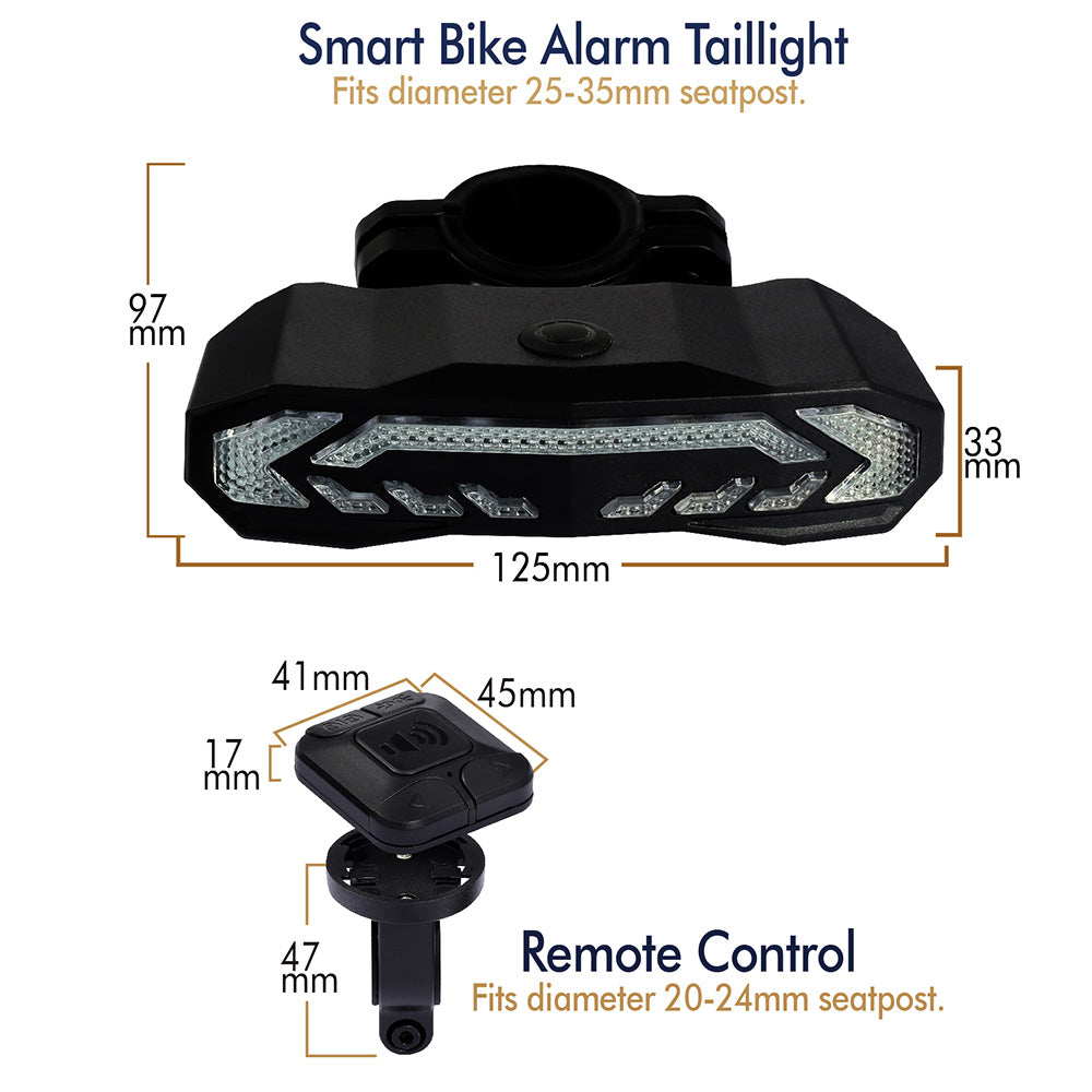 SF31 Smart Bike AlarmTailight with Warning light/Brake light/Turn signal/Electric bell/Anti-theft alarm