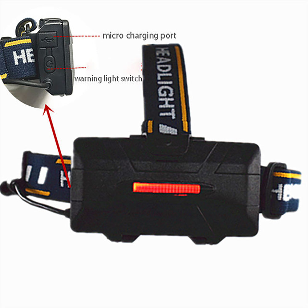 8Led Usb Rechargeable Head Lamp Cob red Outdoor Camping Flashlight