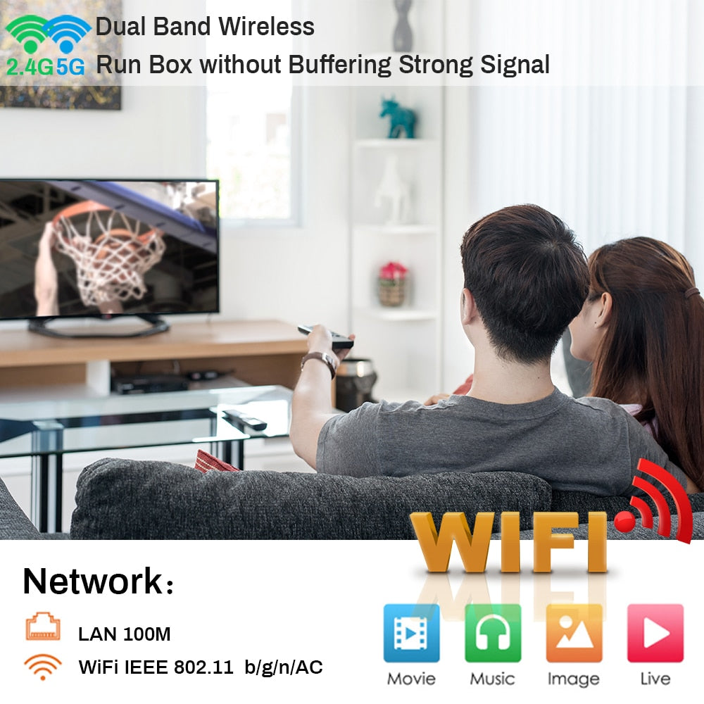 6K 4GB+64G TV Box Voice Assistant 6K 3D Wifi 2.4G&5.8G Media player