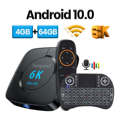 6K 4GB+64G  TV Box Voice Assistant 6K 3D Wifi 2.4G&5.8G Media player