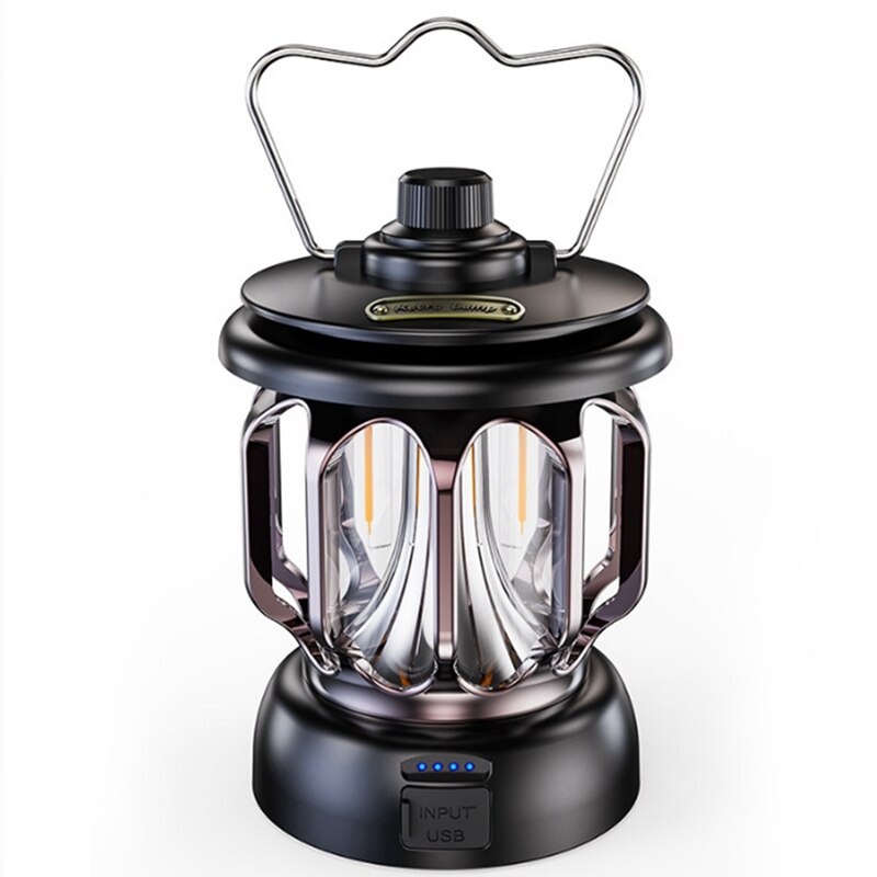 LED Camping Light Portable Retro Lantern USB Rechargeable Waterproof Outdoor