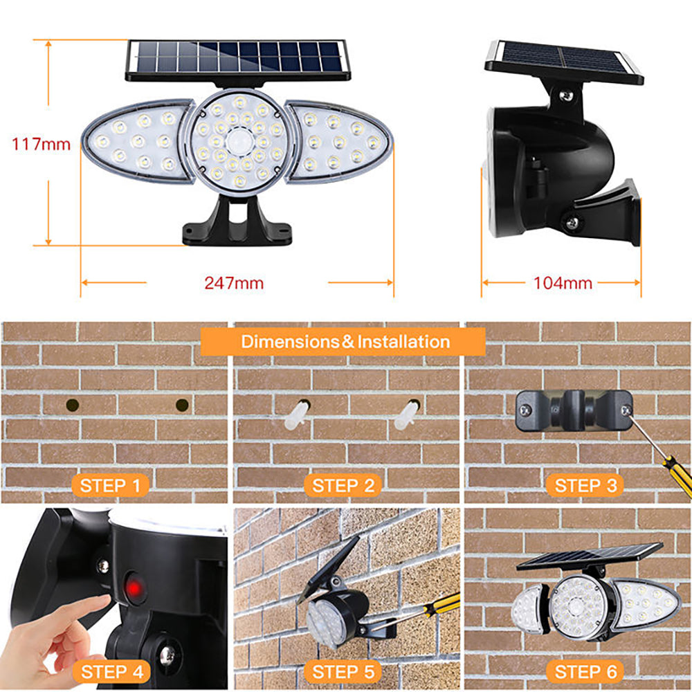 YH0530-PIR 38 LEDS Solar Emergency Security Garden Wall Motion Sensor Light