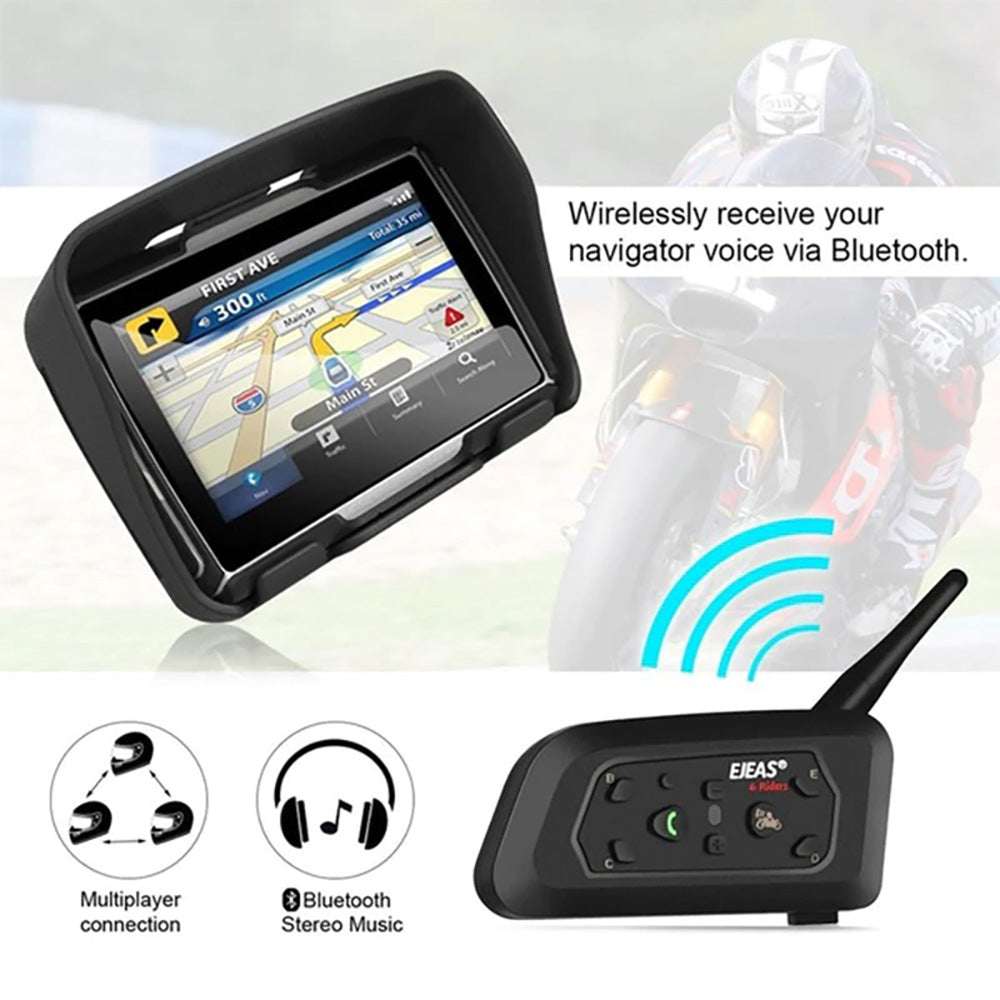 EJEAS V6 Pro 1200m Motorcycle Bluetooth Helmet Intercom CSR 2.4GHz FM 6 Riders