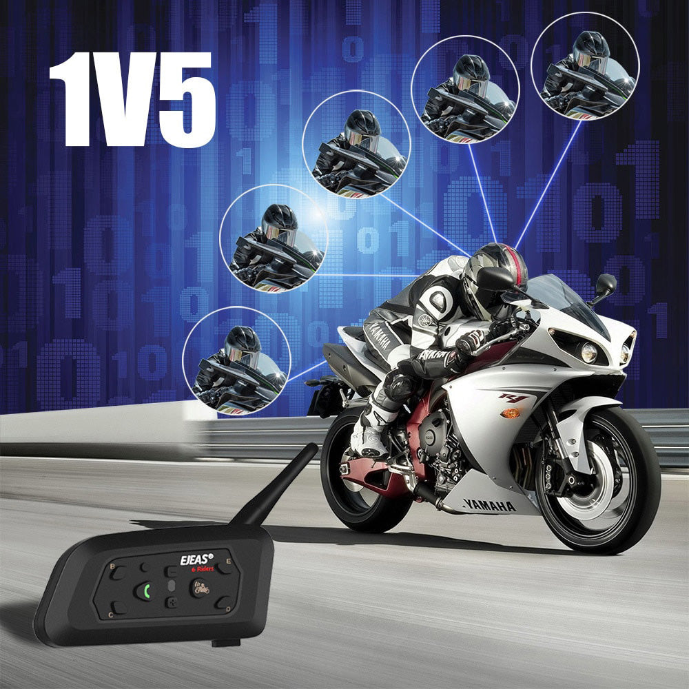 EJEAS V6 Pro 1200m Motorcycle Bluetooth Helmet Intercom CSR 2.4GHz FM 6 Riders
